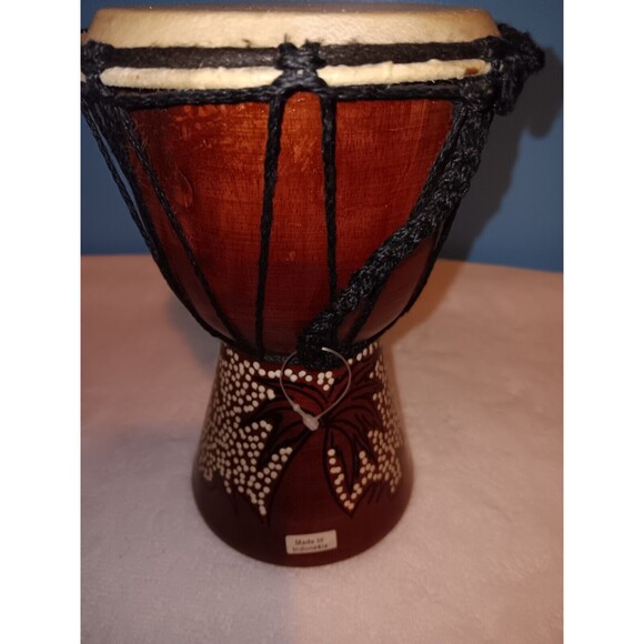 Indonesian Handmade Mini Wood Drum Pre-owned - Picture 5 of 10